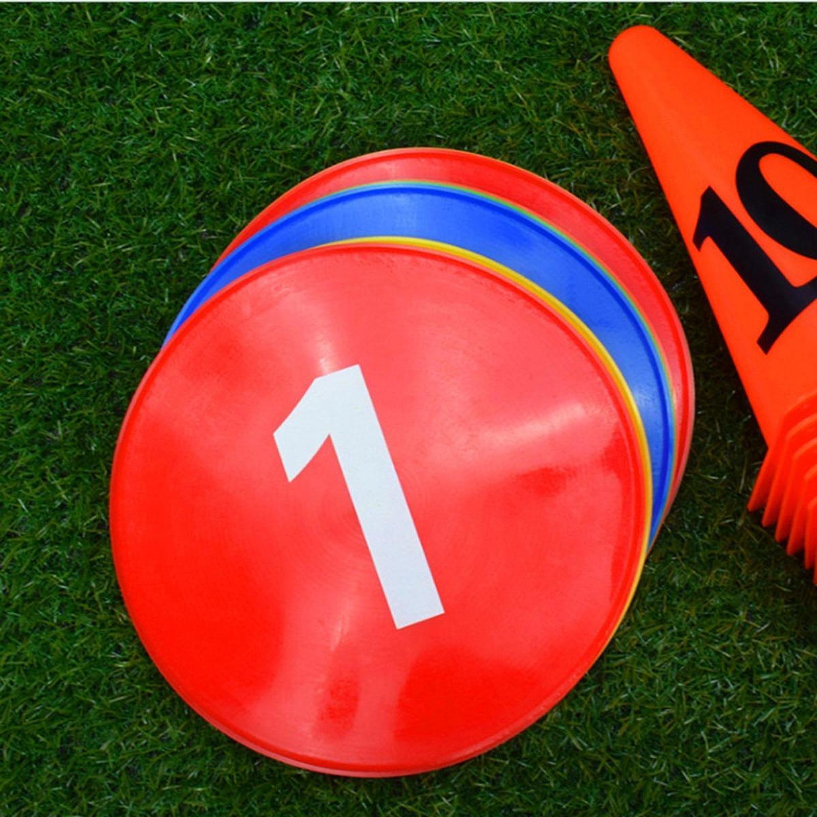 Court Marker Cone - Fußball-Flachkegel PVC-Markierungen Nummerierte Agility-Scheiben für Basketballfelder