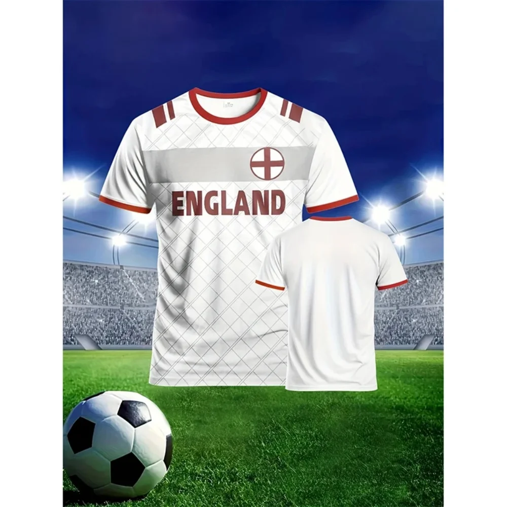Badminton England - Sommerliches England-Flaggen-Fußball-T-Shirt für Herren mit 3D-Druck